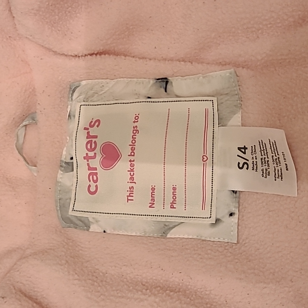 Carter's, girl's, hooded, puffer jacket. Polar bear print. Size S/4. - Picture 3 of 8